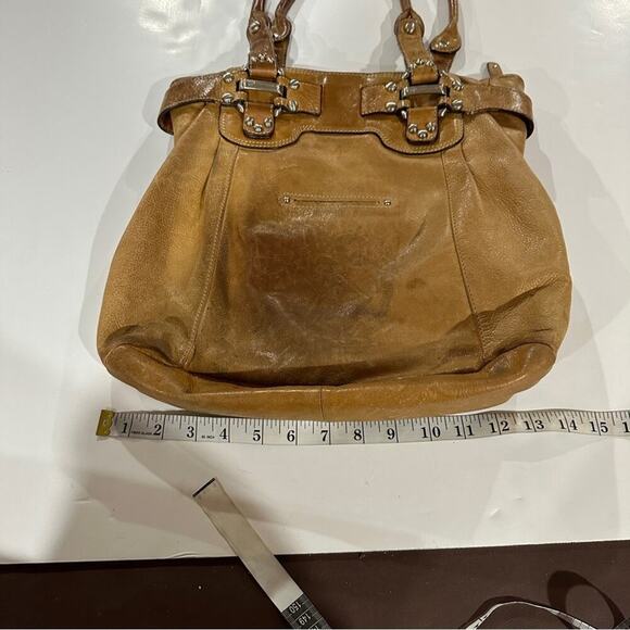 B. Makowsky Brown Tan Leather Shoulder Hobo Bag - Picture 15 of 16